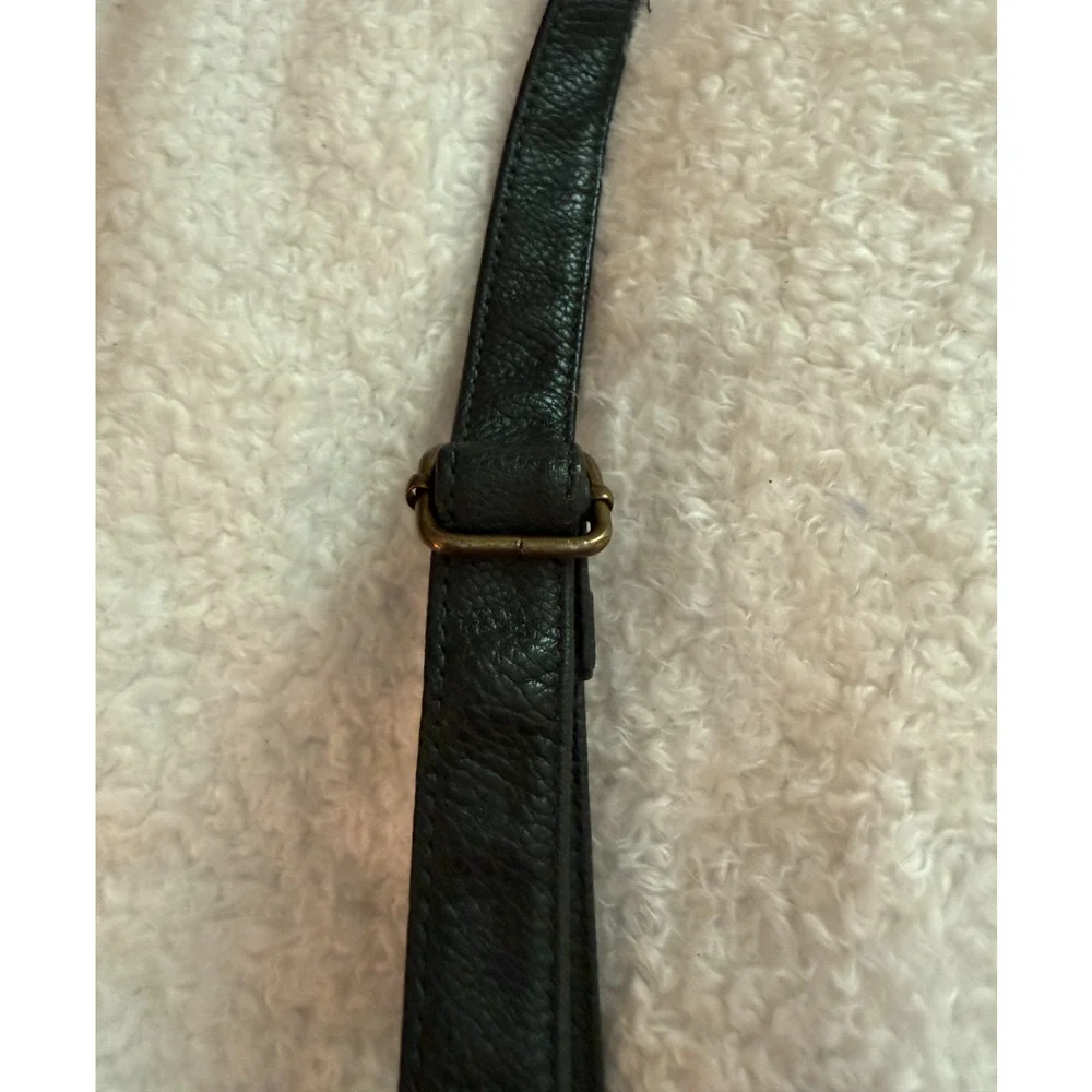 Vintage G.H. Bass Pebbled Leather Purse Dark Green Slouchy Crossbody Adj Strap